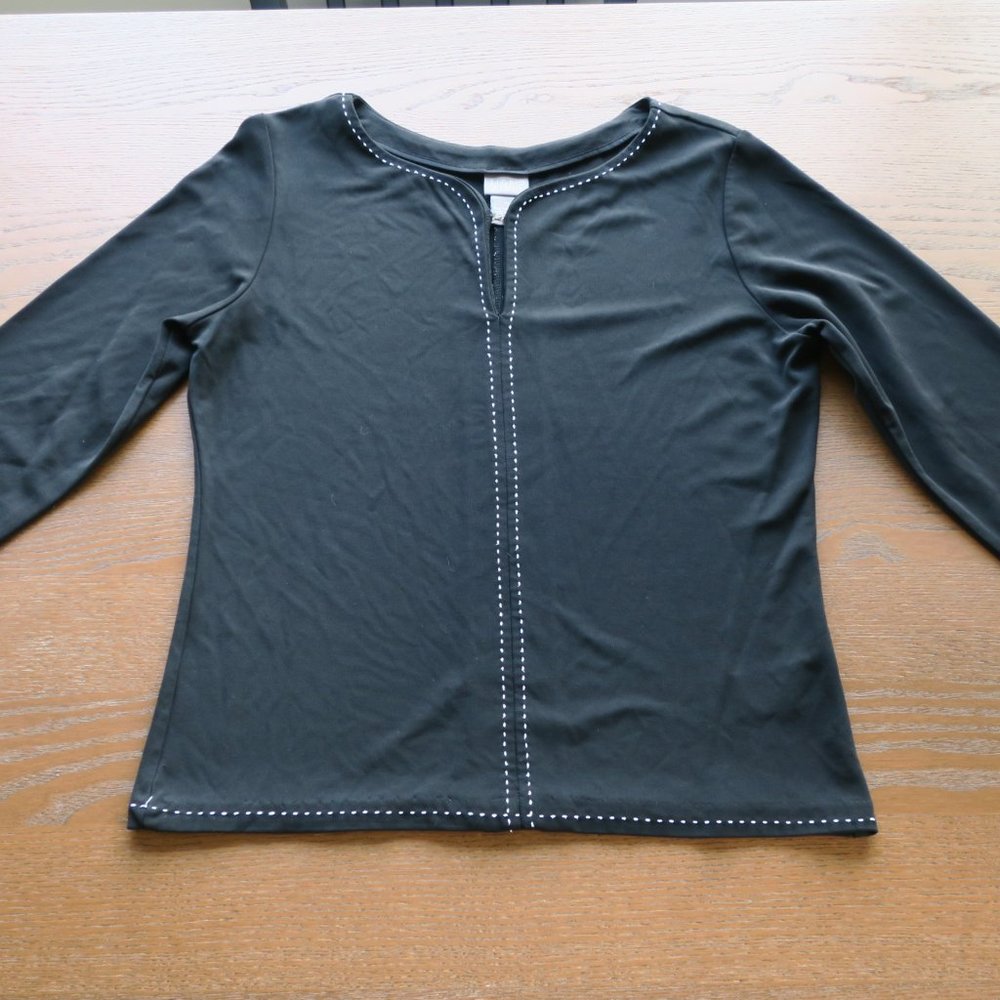 Sigrid Olsen Black Top M 3/4  sleeve
